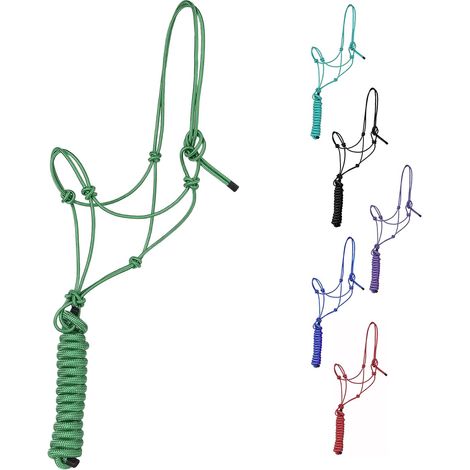 1 Licol Cheval, Corde Polyester 4 Nœuds, Laisse 3m, Équitation