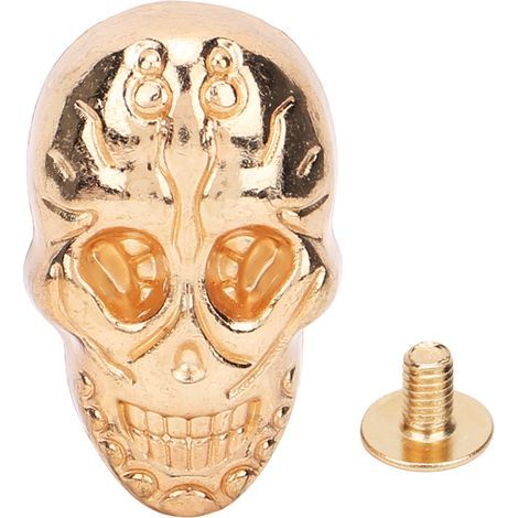 20 Stück punkige Nieten (15,66 x 25,24 mm), gotische Verzierungen für Schuhe und Accessoires, goldener Geisterkopf (1/5)