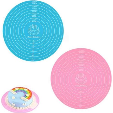 HONORNIC - Tapis à pâtisserie,30cm tapis de cuisson de pâtisserie en silicone,avec balance,tapis à pétrir rond antidérapant,pour anniversaire