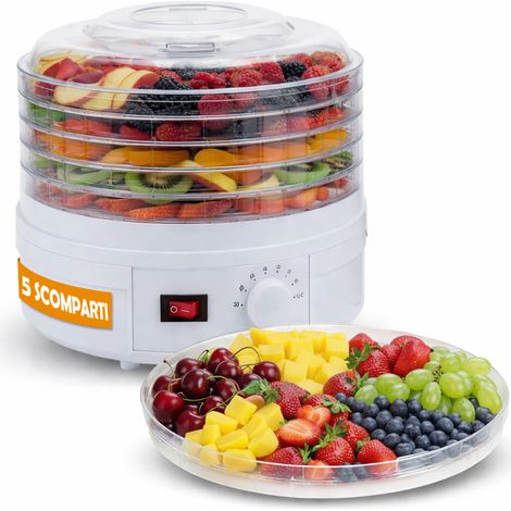 Mini Essiccatore Elettrico per Cibo e Fiori con 5 Scomparti e Coperchio 35°-70°