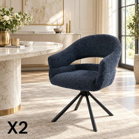 Fauteuil de table pivotant bleu à dos ouvert (lot de 2) IENA (1/5)