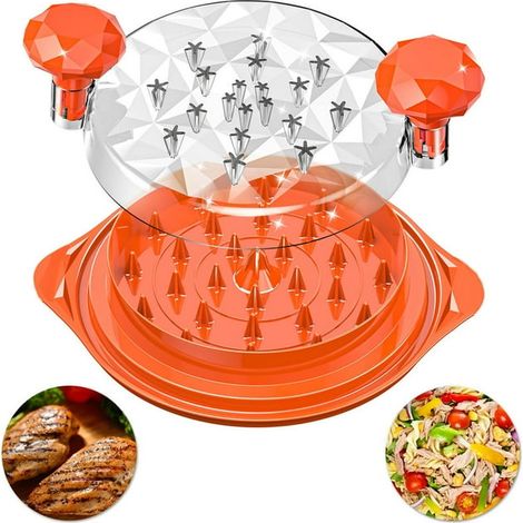 Déchiqueteuse à poulet grande, outil à effilocher blanc de poulet avec brosse et fourchette, machine à déchiqueter viande visible, bande antidérapante, poignée ergonomique, sans BPA, pour porc bœuf po (1/2)