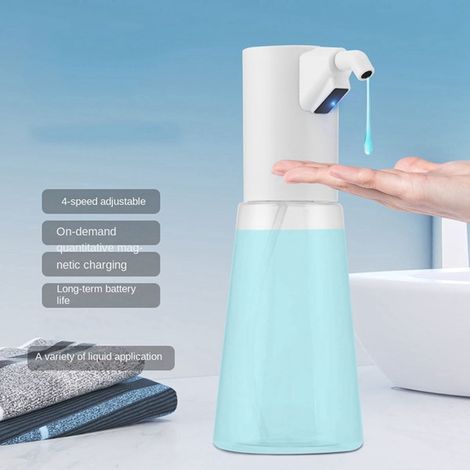 colour: white Material: plastic + electronically adjustable sensor-operated electric hand sanitizer dispenser with automatic soap dispensing by sensor. (1/5)