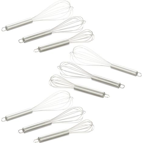 Relaxdays Fruste da Cucina in Set da 9, Accessorio professionale, Frustini Manuali in Acciaio Inox, 8, 10, 12 Pollici