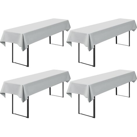 Lot de 4 nappes de table de bière Gris clair 250x100cm, imperméable et facile d'entretien