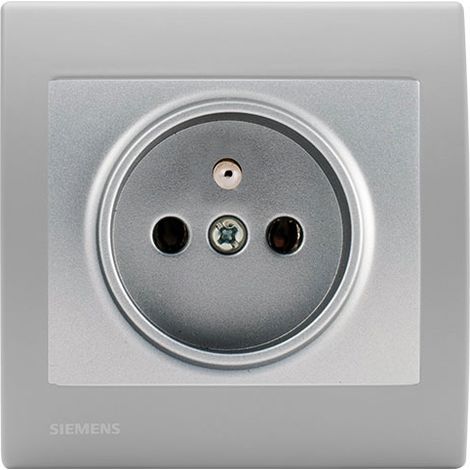 SIEMENS Prise 2P+T Silver Delta Iris + Plaque basic Silver