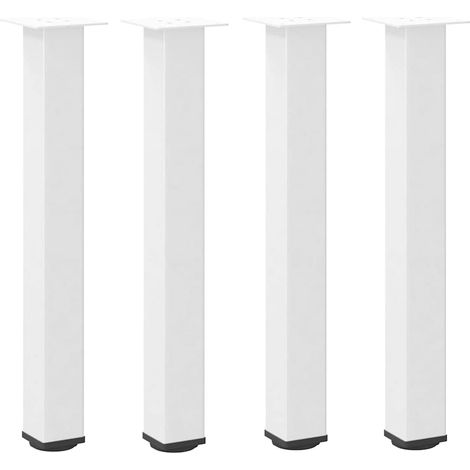 Lot de 4 pieds de table console 72-74 cm réglables design moderne salon bureau en acier blanc (1/5)