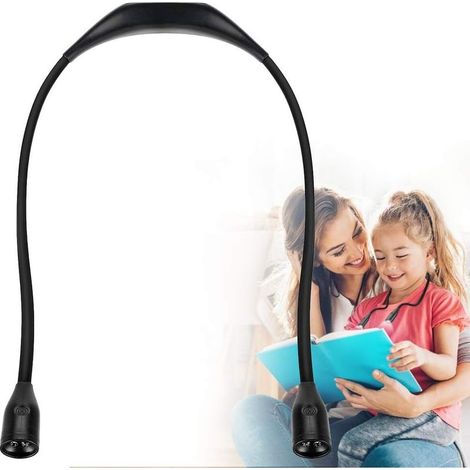 Lámpara de lectura de cuello con 3 niveles de brillo ajustables, 4 LED, luz nocturna, cable recargable USB, lámpara de lectura flexible manos libres para libros, lectura, deportes y actividades al air (1/5)