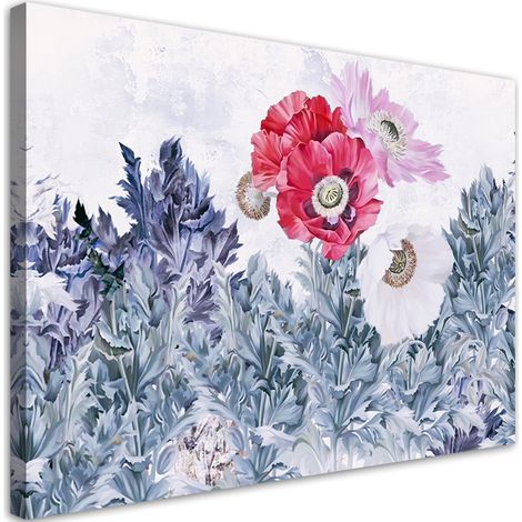 Quadro su tela, Poppies dipinti in giardino - 60x40 (1/4)