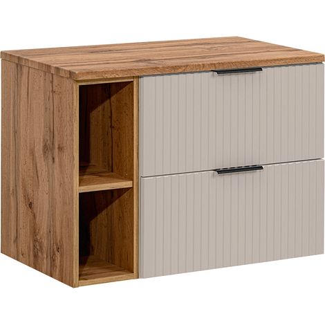 Waschtischunterschrank 80cm Adriel mit 2 Schubladen, Beige (1/5)