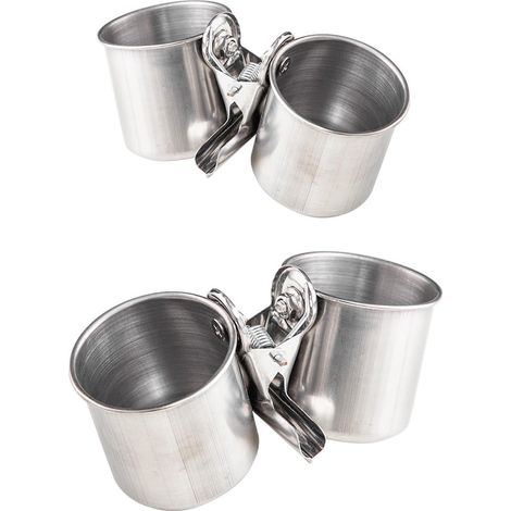 Lot de 2 gamelles de nourriture pour oiseaux en acier inoxydable avec clip - Gamelle pour perroquets - Double tasse - Distributeur de nourriture pour oiseaux et perroquets (1/5)