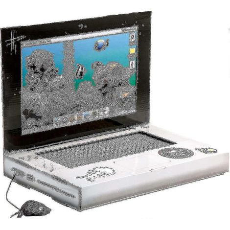 Ordinateur portable avec griffoir pour chat, tapis de jeu interactif en forme de souris pour chat, jouet pour chaton (1/3)
