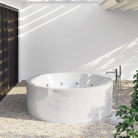 Baignoire balnéo ronde NOA blanche Ø 160 cm - Tablier non inclus Confort (1/4)