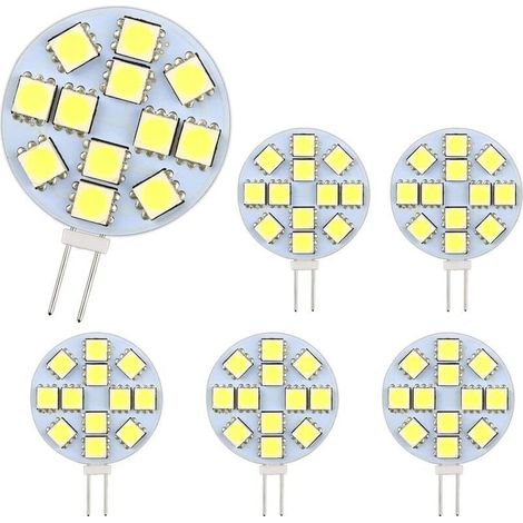 Bulbs LED of 2 watts,12 chip LED SMD 5050, equivalent to a bulb halogen of 20 watts, non dimmable,bulbs LED round, suitable to lighting cabinets and to lighting recessed,package of 6 (1/5)