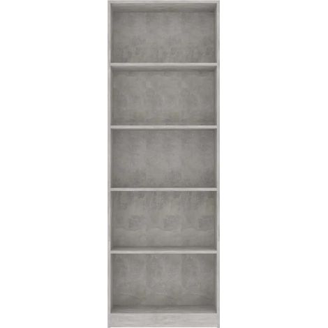 vidaXL 5-Tier Book Cabinet Concrete Grey 60x24x175 cm Engineered Wood