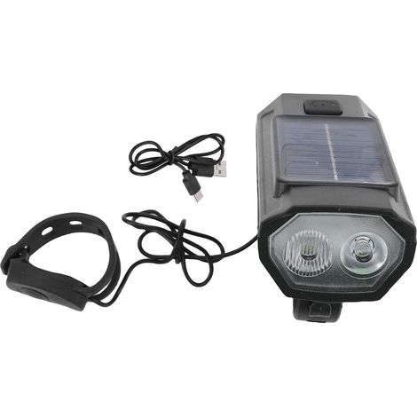Ortviai Phare avant vélo solaire étanche avec klaxon intégré, haute luminosité et technologie anti-éblouissement (1/5)