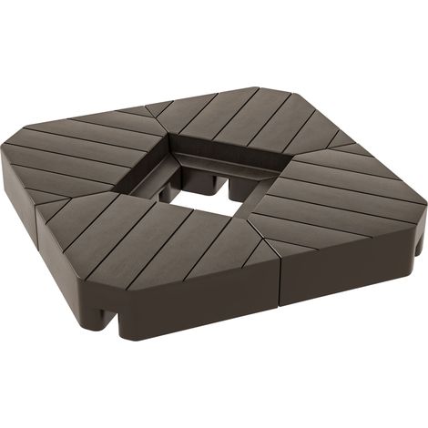 Lot de 4 poids de lestage carré pour parasols déportés pieds croix - à remplir d'eau ou de sable jusqu'à 60/80 kg