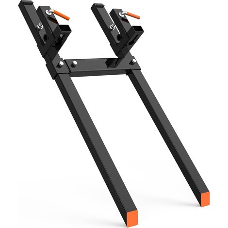 fourches palette à serrage acier 152 cm charge 1814 kg barre stabilisatrice réglable noir orange tracteur mini chargeur (1/5)