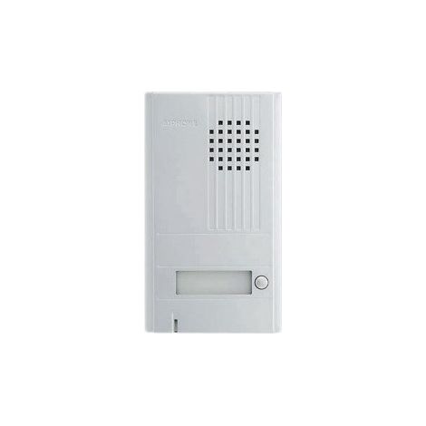 Aiphone – Platine saillie 1 bouton aluminium 22mm – 2 fils intégral – Gâche électrique câblée – Éclairage porte-étiquette