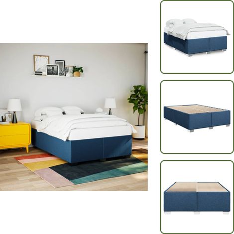 vidaXL Cadre de lit sans matelas bleu 140x190 cm tissu