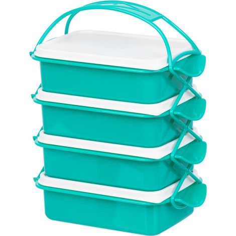 Boîte a déjeuner MagicHome CS336, 4 pieces, 4x 1000 ml, PP/PE, 24,3x14,6x29,5 cm