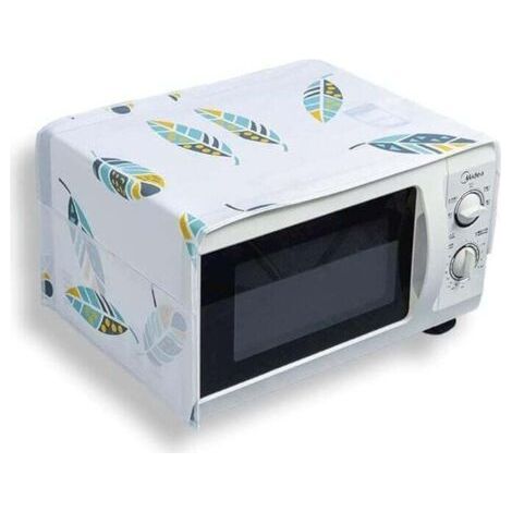 Microwave Oven Dust Cover, Multifunctional Grease Resistant Cover with Protective Pocket for Kitchen (Feather Pattern), 85cm × 35cm (Dust Cover Only (1/5)