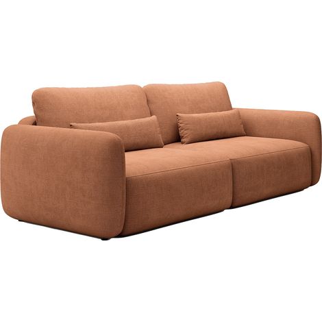 Divano letto 3 posti in Tessuto testurizzato Terracotta  - VOPOZA