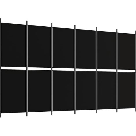 6-Panel Room Divider Black 300x180 cm Fabric vidaXL