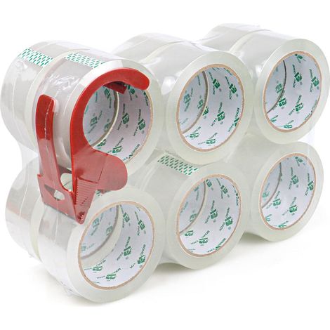 Pack of 12 Rolls Clear Tape with Dispenser 66m x 48mm Packing Tape for Packaging Boxes and Cardboard (1/5)