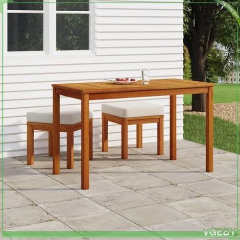Ensemble jardin 3 pcs - FAFEICY - 319721 - Acacia massif - Coussins crème - Table 110x55x67 cm (1/5)