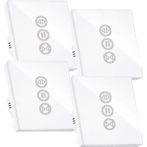 Interrupteur Volet Roulant Connecté, Interrupteur Volet Roulant Wifi,Compatible Avec Alexa/Google Home, Interupteur Connecté Tactile Rétro Éclairage Peut Éteindre Led Timer App Contrôle,4PCS (1/4)