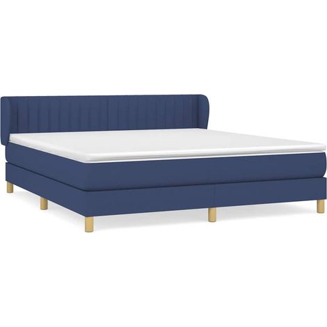 Maison Exclusive - Sommier à lattes de lit avec matelas Bleu 160x200 cm Tissu (1/5)
