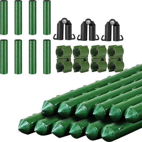 Piquets de jardin pour plantes avec tuyau de connexion droit, boucles universelles en plastique, clips de connexion de type A pour tomates, clôtures, treillis, haricots, raisins (1/5)