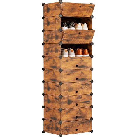 Schuhregal in Holzoptik, 10 Fächer, platzsparend (1/5)