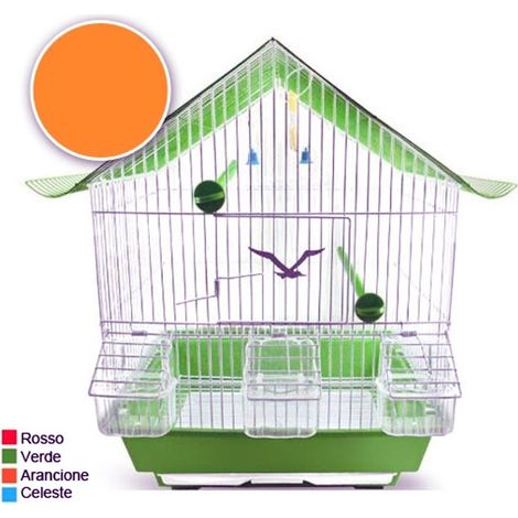 TrAdE Shop Traesio - Gabbia Tetto Completa Di Accessori Per Uccelli Canarini Pappagalli In Metallo -