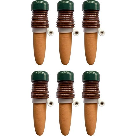 Confezione da 6 irrigatori automatici a goccia per piante da giardino, sia per interni che per esterni. (1/5)