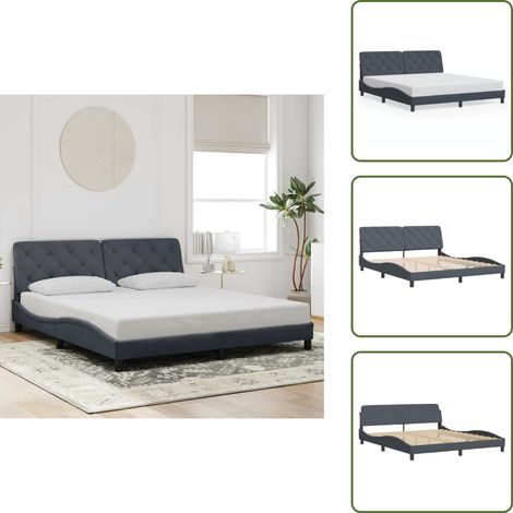 Cuscino testiera - vidaXL Giroletto senza Materasso Grigio Scuro 180x200 cm Velluto - Letto grigio scuro
