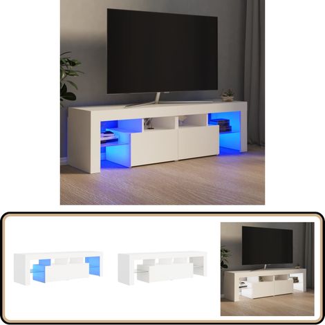 Meuble TV avec lumières LED Blanc 140x36,5x40 cm - Meuble Tv - Meuble Télévision - Meuble Audiovisuel - Luminaire Led - Éclairage Rgb (1/5)