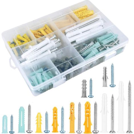 Kit 200 pièces Vis et chevilles, acier inoxydable, haute résistance, pour assemblage, réparation, construction, perçage (1/5)