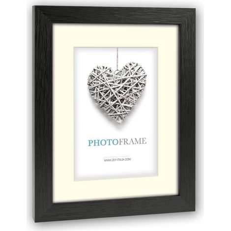 Cadre Photo Bois 15x20 cm avec Passe Partout pour Photo 10x15 cm 5, Bois, Noir, Ivoire, 22, 5 x 17, 5 x 1, 5 cm