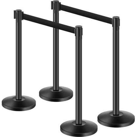 Poteau de guidage à sangle rétractable - Lot de 4 - Base creuse à remplir - Acier au carbone (1/5)