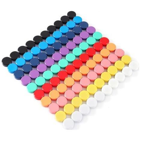 Magnete, 100er-Packung starke Kühlschrankmagnete, Magnetische Whiteboard-Magnete, Kleine runde bunte Dekomagnete für Kühlschrank, Whiteboard, Schule, Büro (10 Farben) (1/5)