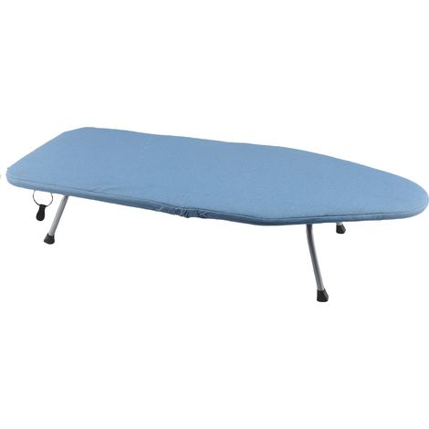Planche à repasser pliante avec repose-fer – Résistant chaleur portable tabletop pieds antidérapants bleu, buanderie (1/4)