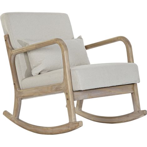 Fauteuil Bascule Lin Rubberwood 66X85X81 Beige (1/5)