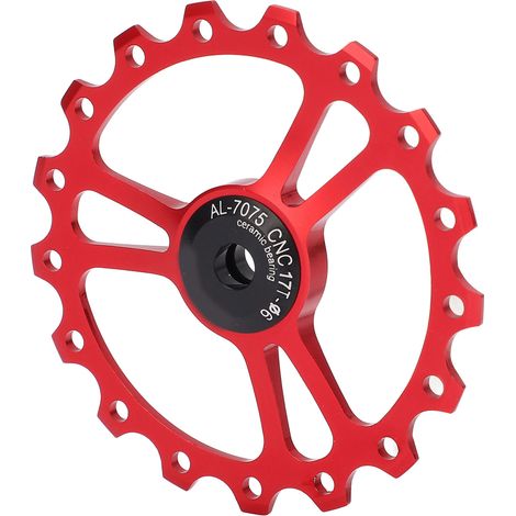 MEIJUN Poulie de Dérailleur Arrière en Céramique 17T Alliage d'Aluminium pour Vélo Route et VTT Rouge (1/5)