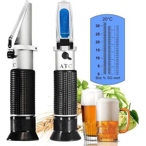 Refractometer, Dual Brix Scale and Specific Gravity, Temperature Compensation, Home Brewing (1/5)