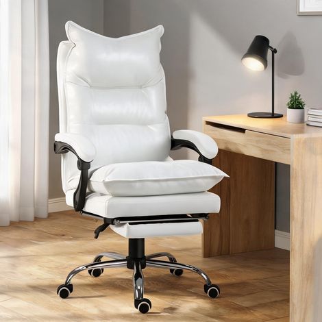 Chaise de bureau bianco en pVC PU Metallo 66 x 72 x 130 cm (1/5)