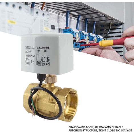 Vanne à billes motorisée électrique en laiton 220V AC DN50 2 pouces 2 voies 3 fils pour CVC chauffage ventilation climatisation (1/5)