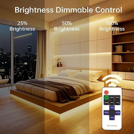Ruban LED COB 4M, 24V Bande LED Blanc Chaud 2700K, 320LED/M avec RF Télécommande, Bandeau Lumineuse LED Flexible pour Chambre, TV Rétroéclairage, Éclairage Maison DIY (1/4)
