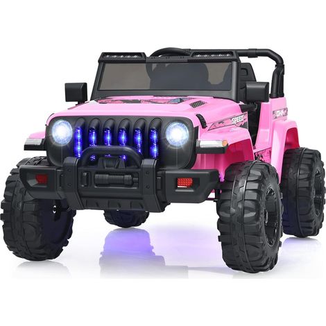 COSTWAY 12V Veicolo per Bambini con Telecomando, Macchina Elettrica con 2 Posti Musica Porta USB e Luce, Velocità Regolabile 2,6-6km/h, per 3-8 Anni (Rosa) (1/5)
